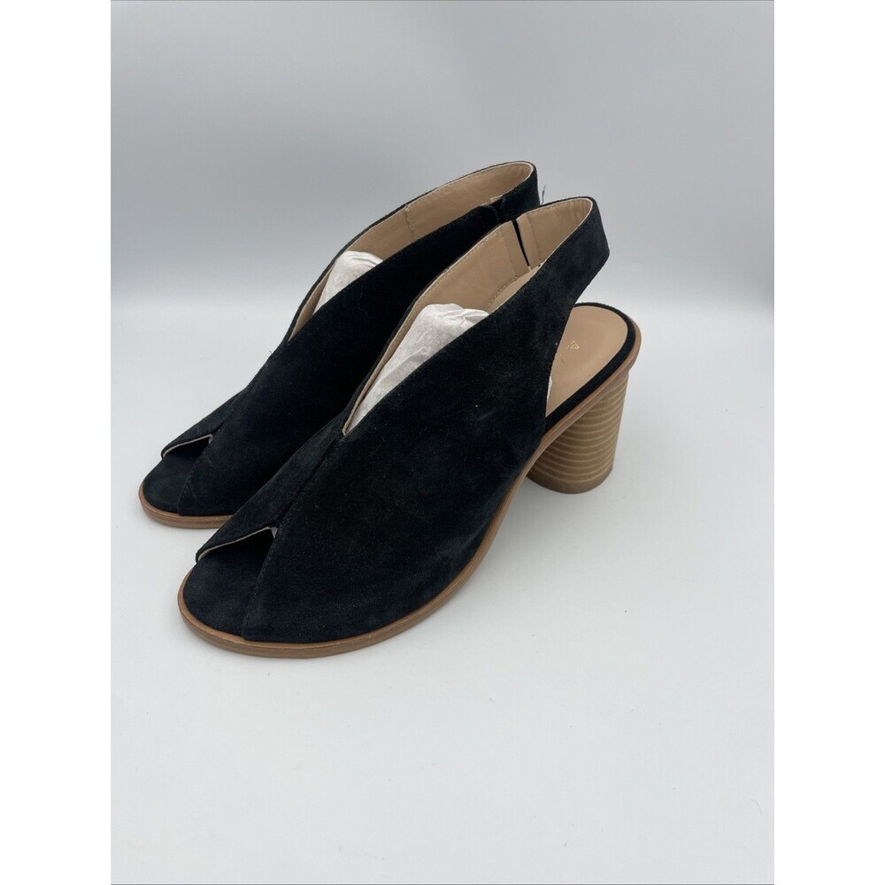 ANTHROPOLOGIE BLACK TRACY Slingback Shooties Size 40 Heels 10 High Heel